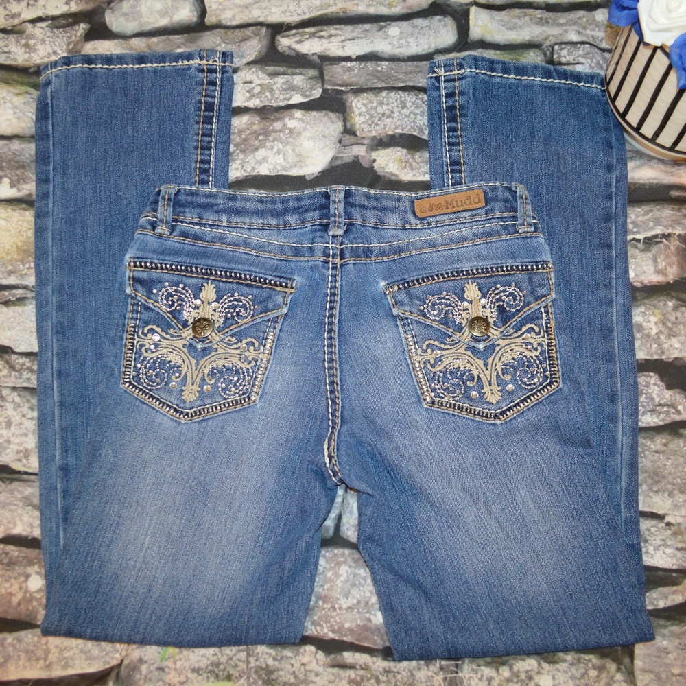 Mudd Kids Embellished Blue Bootcut Jeans Size 12